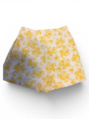 Ann Taylor White and Yellow High-Waist Floral Shorts